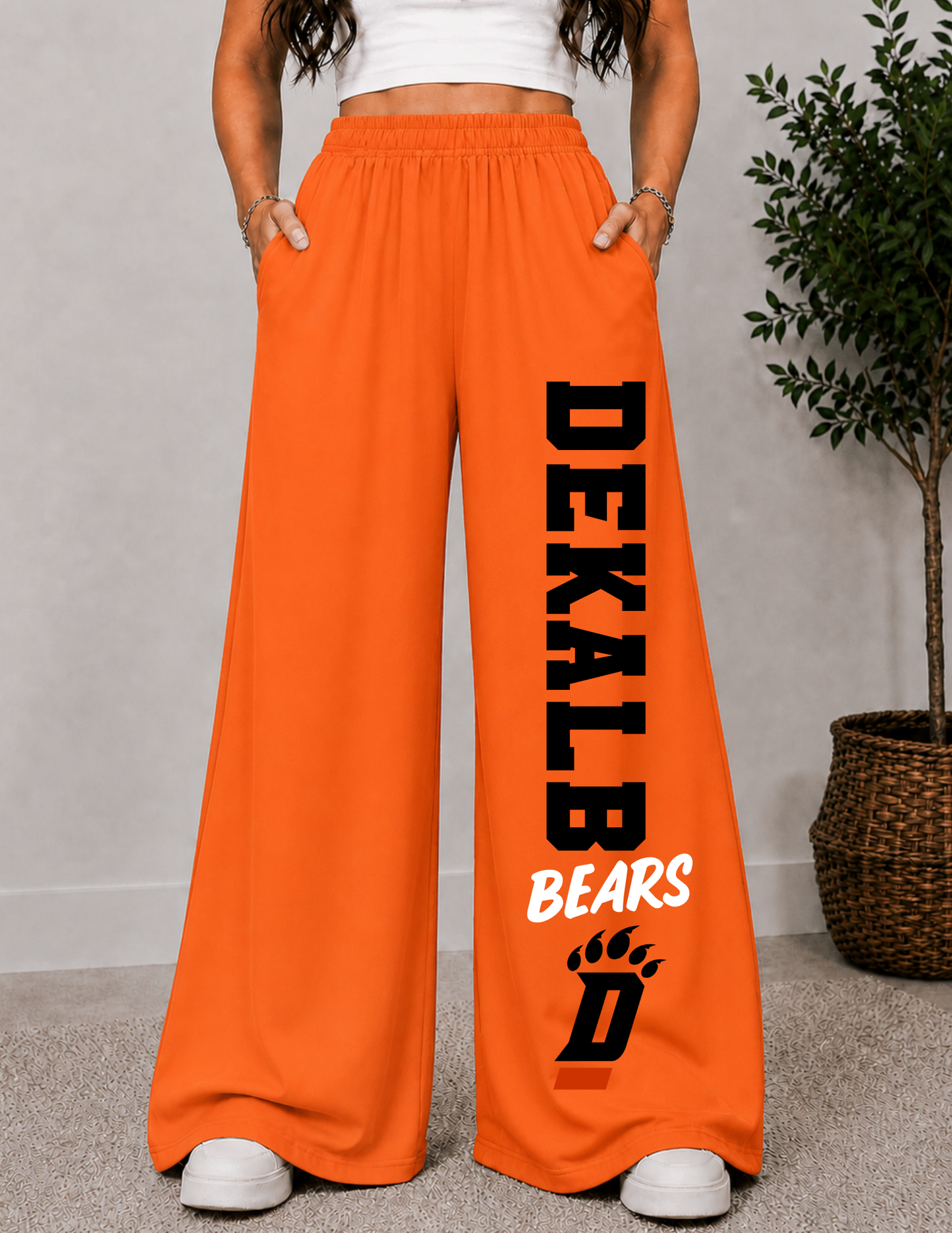 DEKALB CHECKERED WIDE LEG PANTS -1