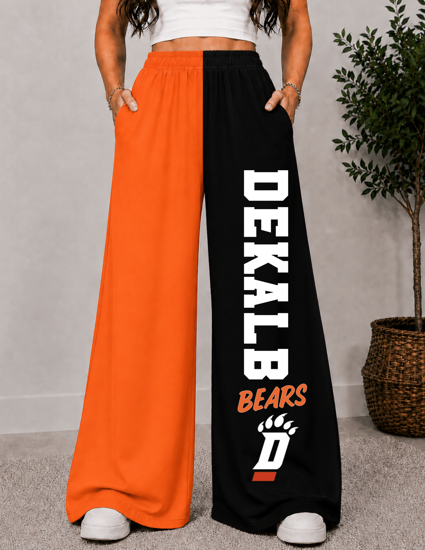 DEKALB CHECKERED WIDE LEG PANTS -2