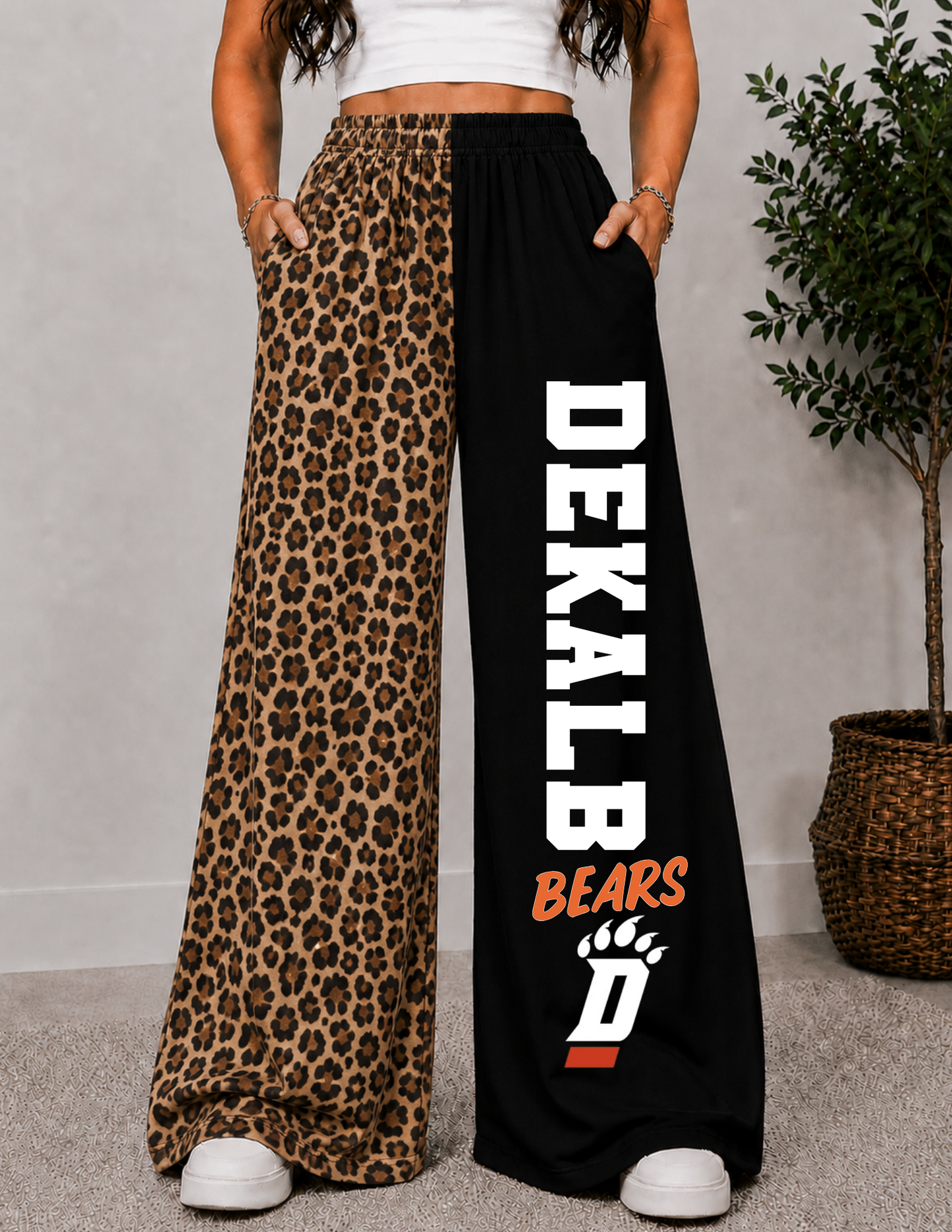DEKALB CHECKERED WIDE LEG PANTS -3L