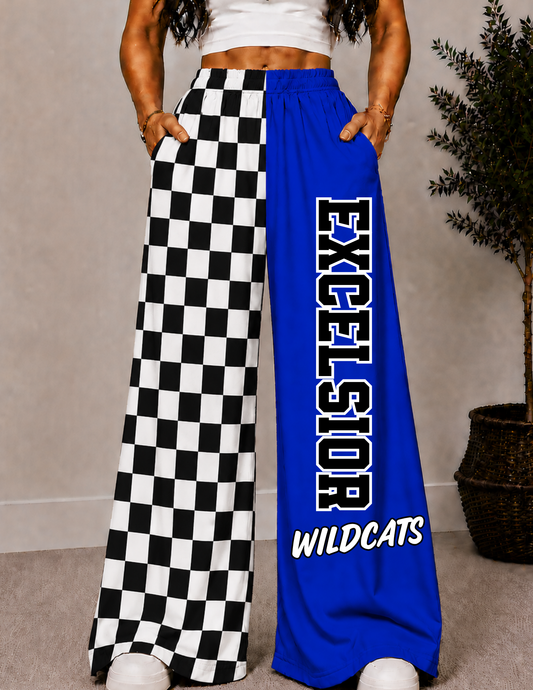 EXCELSIOR CHECKERED WIDE LEG PANTS -4