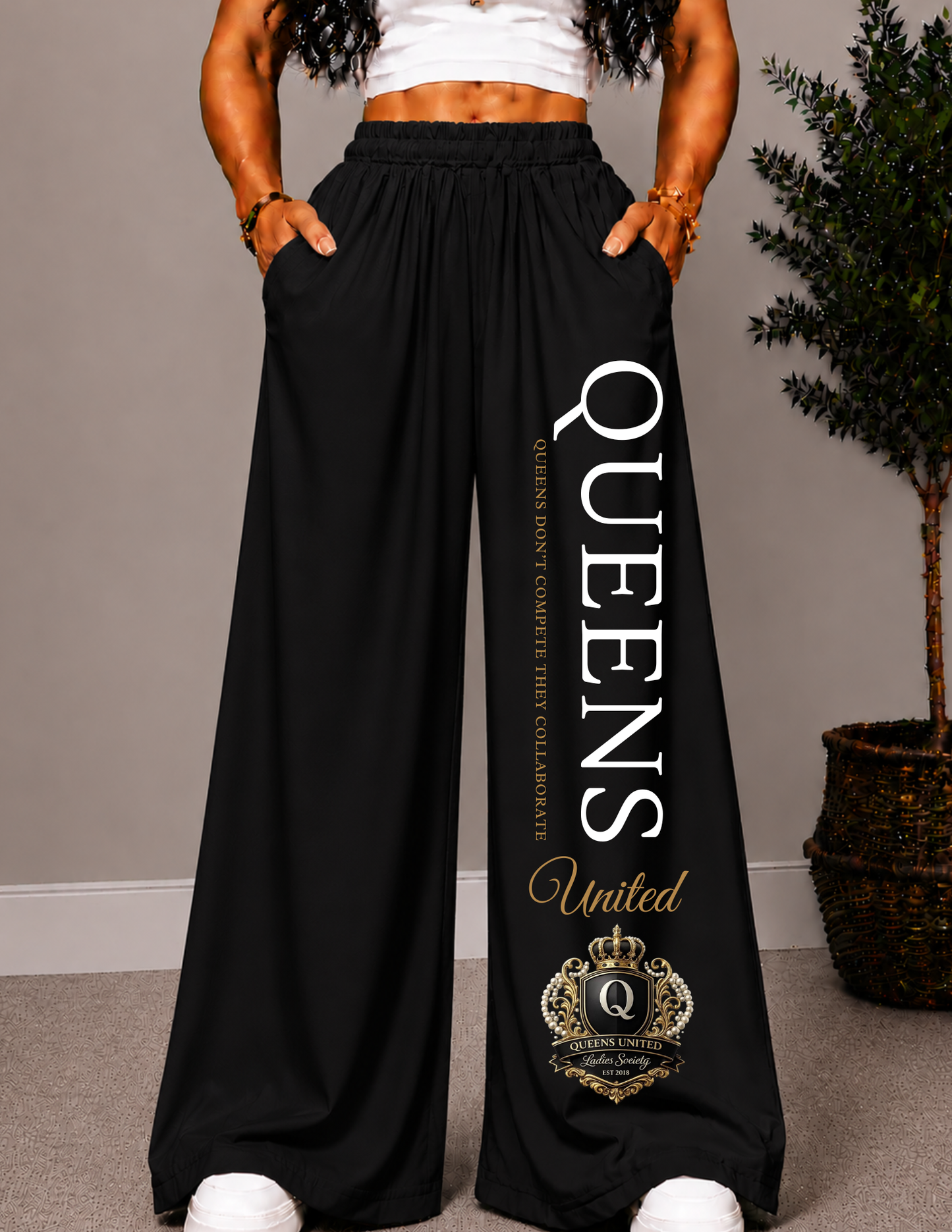 Queens United WIDE LEG PANTS -1