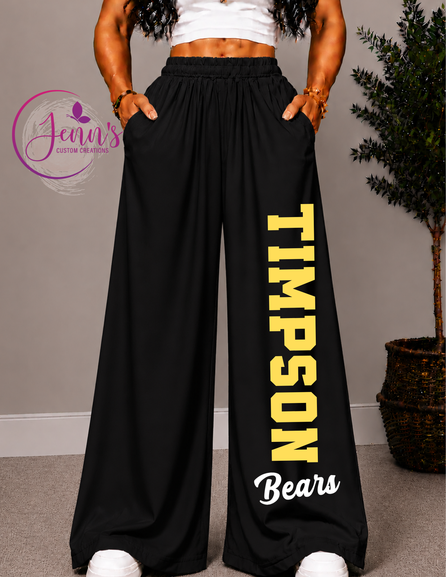 TIMPSON CHECKERED WIDE LEG PANTS -1