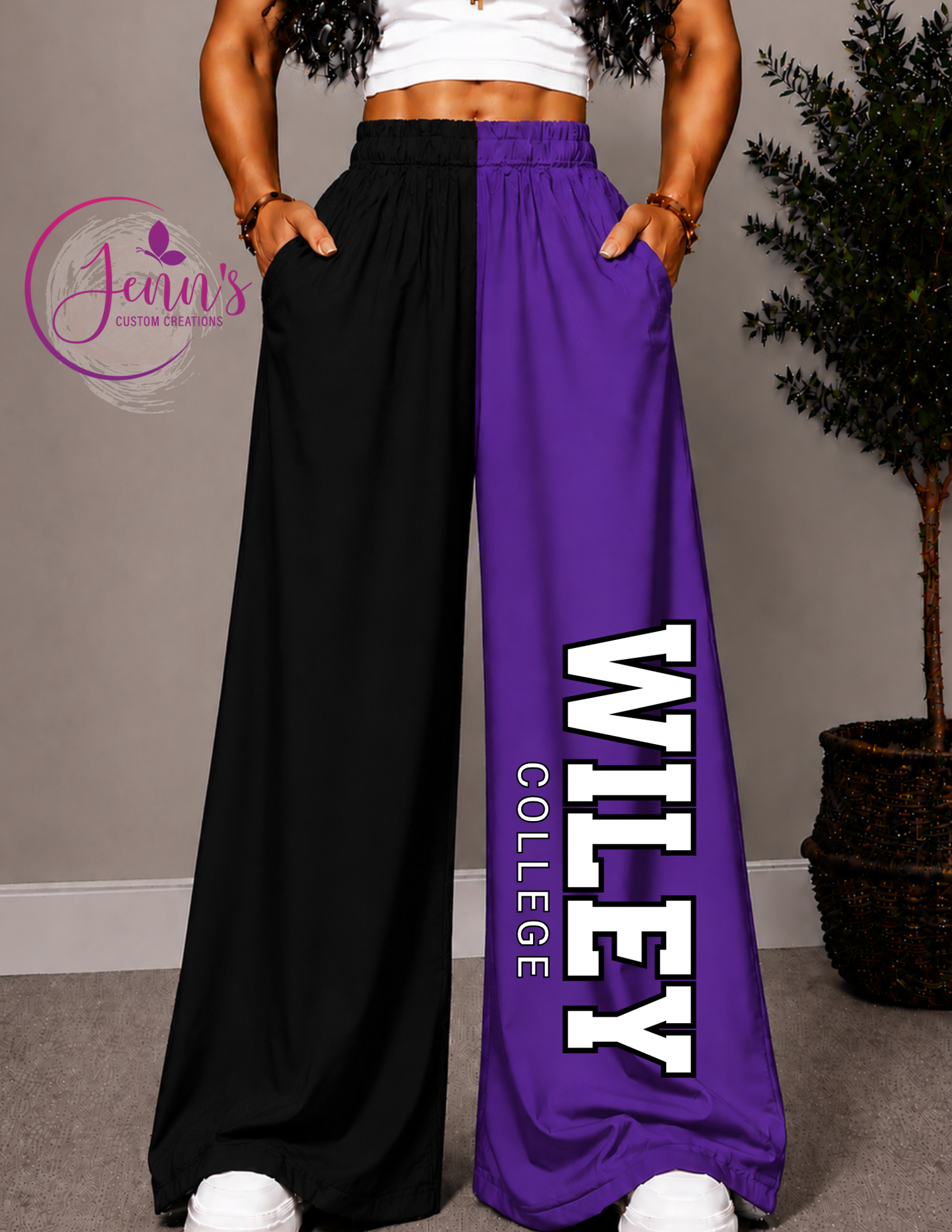 WILEY CHECKERED WIDE LEG PANTS -2