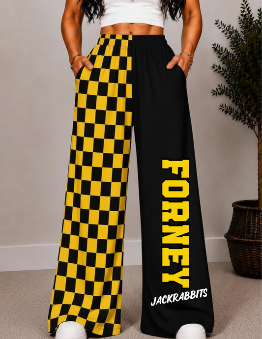 FORNEY CHECKERED WIDE LEG PANTS -4