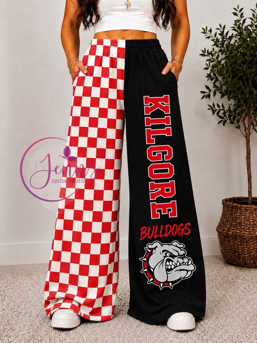 KILGORE CHECKER WIDE LEG PANTS -K2