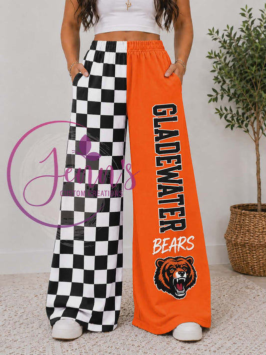 GLADEWATER CHECKERED WIDE LEG PANTS -GW4