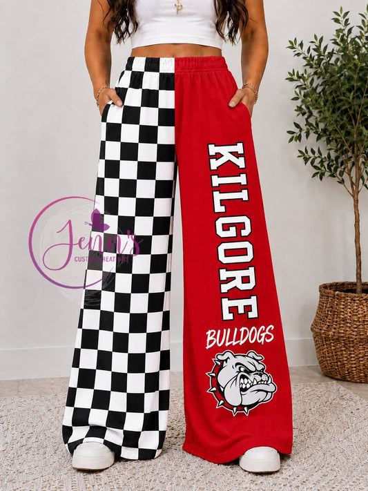 KILGORE CHECKER WIDE LEG PANTS -K2