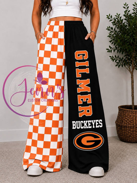 GILMER CHECKERED WIDE LEG PANTS -G4