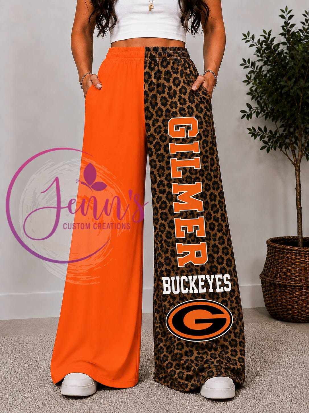 GILMER LEOPARD WIDE LEG PANTS -G3