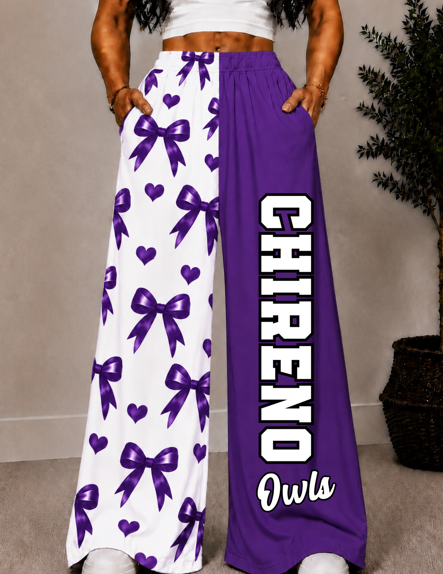 CHIRENO CHECKERED WIDE LEG PANTS -3B