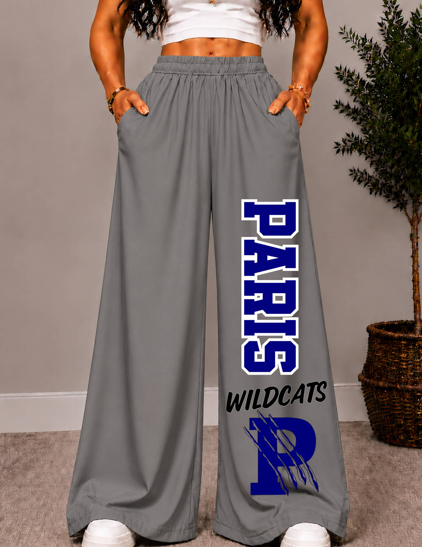 PARIS CHECKERED WIDE LEG PANTS -1